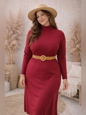 🔥5/$35🔥 Appleseed's Burgundy Turtleneck Long Sleeve Maxi Dress